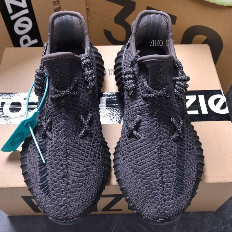 zhzo椰子鞋350黑生胶奥利奥v2满天星真爆白斑马椰子鞋男女黑生胶鞋 黑