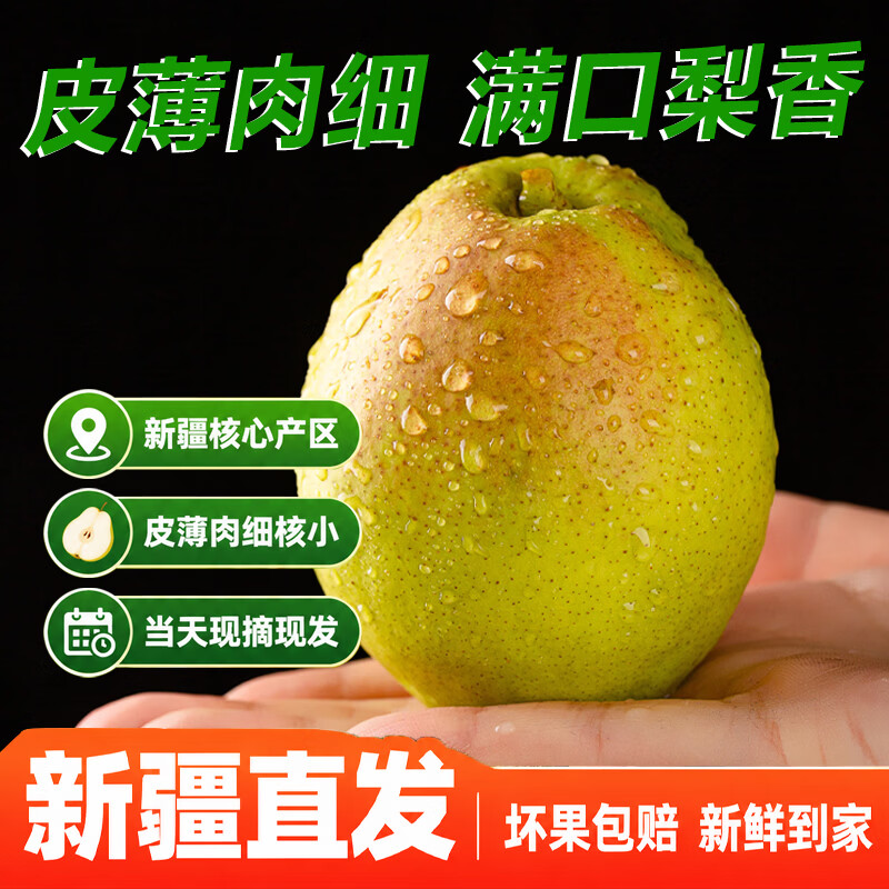 新疆正宗直发香梨梨新鲜当季水果库尔勒薄皮香梨梨子整箱脆甜包邮 4.5斤精品装 100-130g中果 京东折扣/优惠券