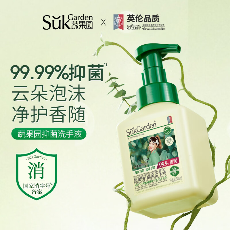 蔬果园谷爱凌香氛泡沫洗手液抑菌清爽泡泡丰富易冲洗全家通用 尤加利洗手液500ml