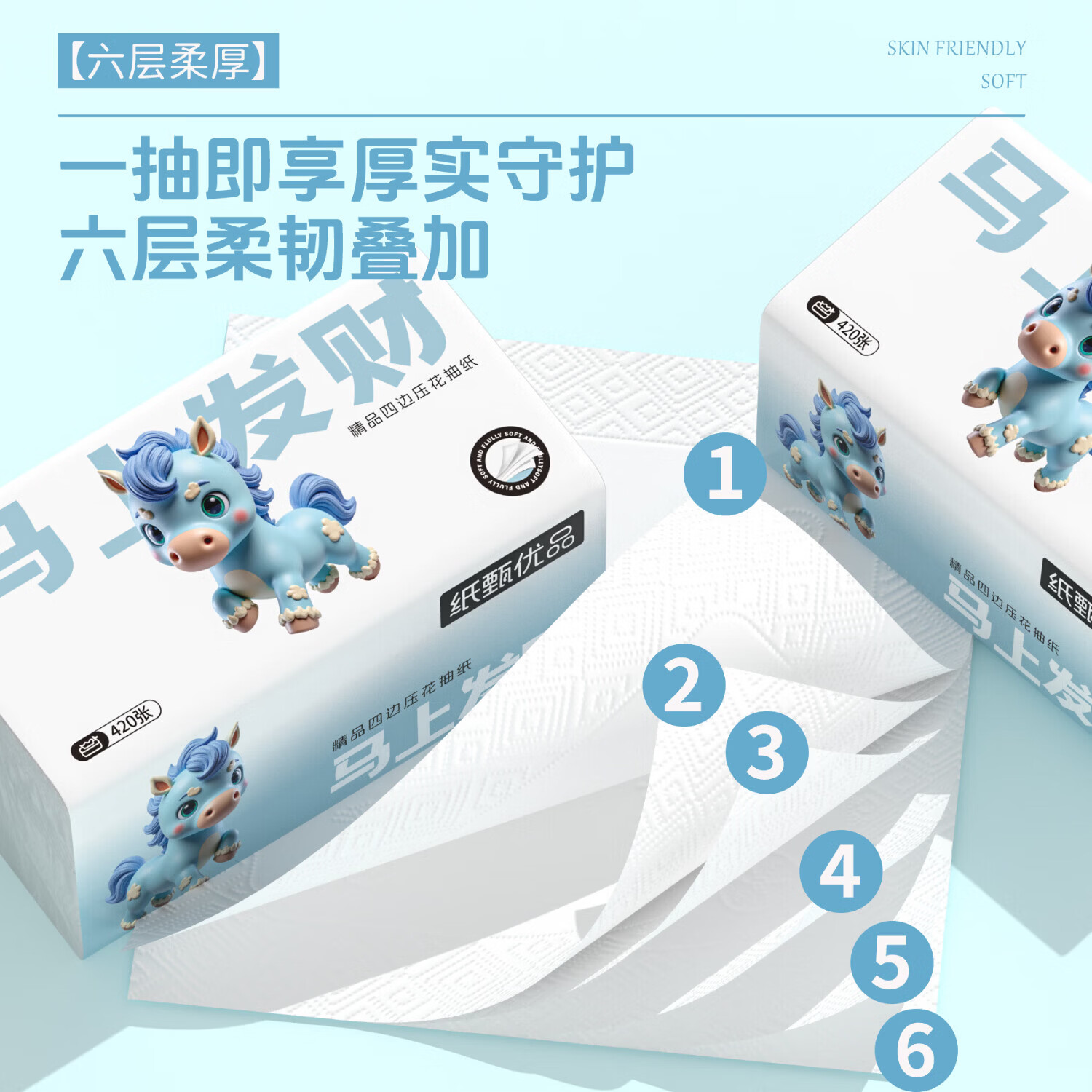 马上发财420张大包抽纸餐巾纸面巾纸卫生纸家庭装实惠装整箱批发 马上发财大包抽纸 6层 420张*12包