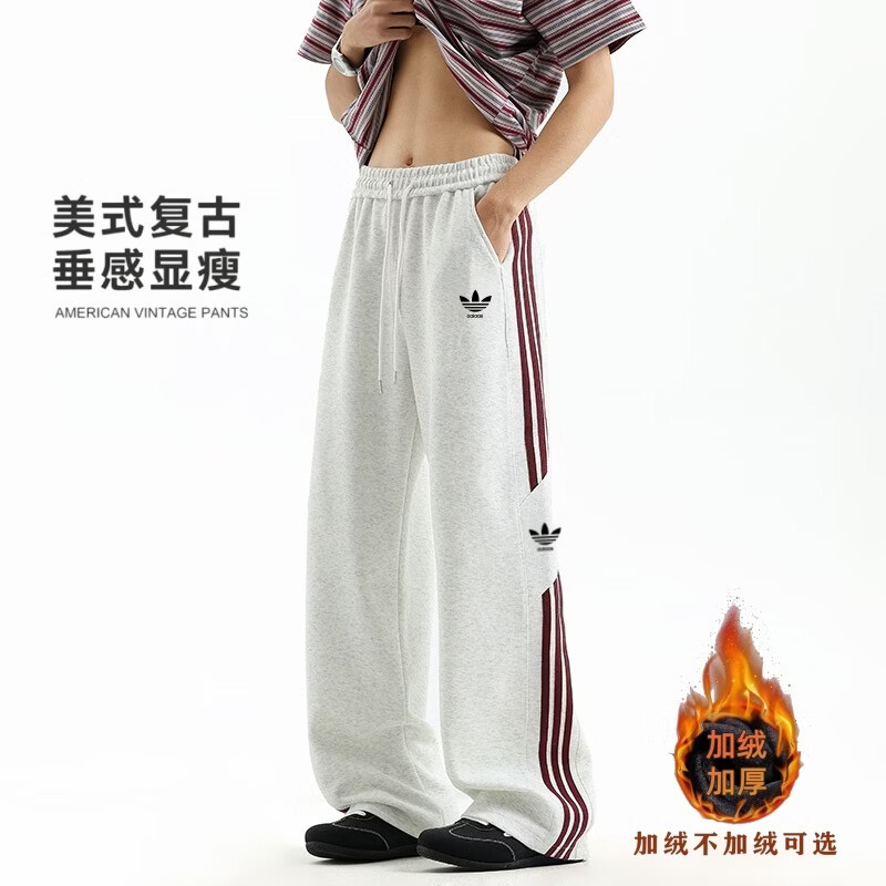 ADDSENSE1:1正标发货 春秋冬休闲运动棉质卫裤直筒青年学生男女款长裤时尚 K1008 【加绒款】黑色 L 建议体重105-125斤
