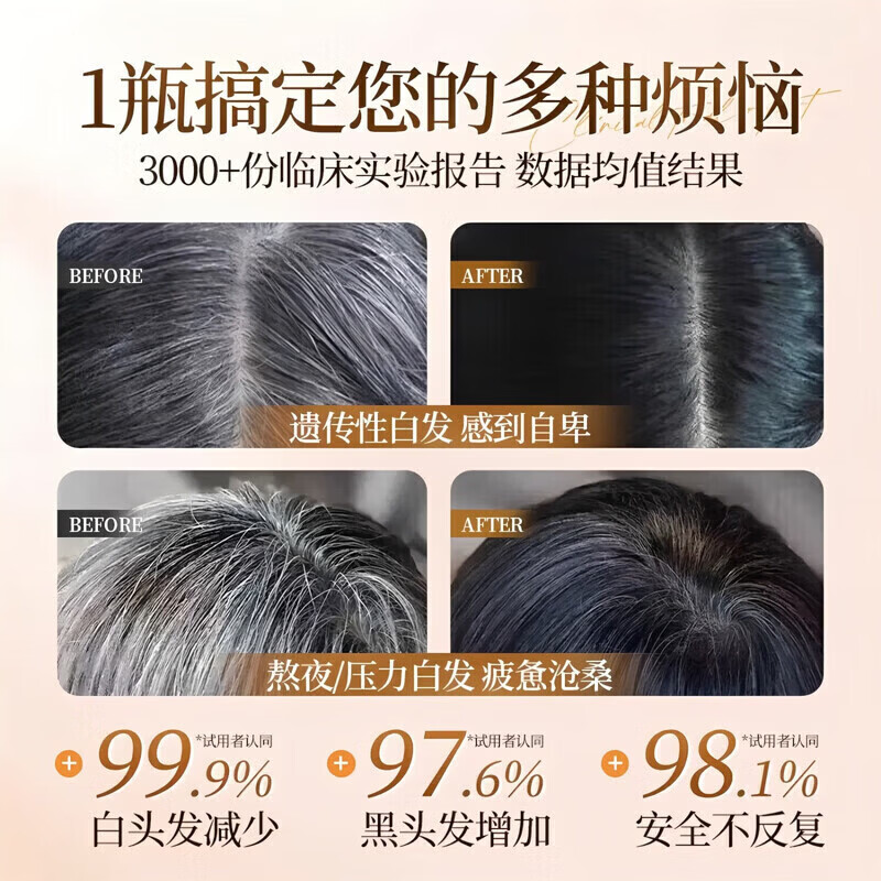 南京同仁堂黑灵芝何首乌黑发洗发水养发白发转变黑发根一洗黑发密发柔顺头发 5瓶