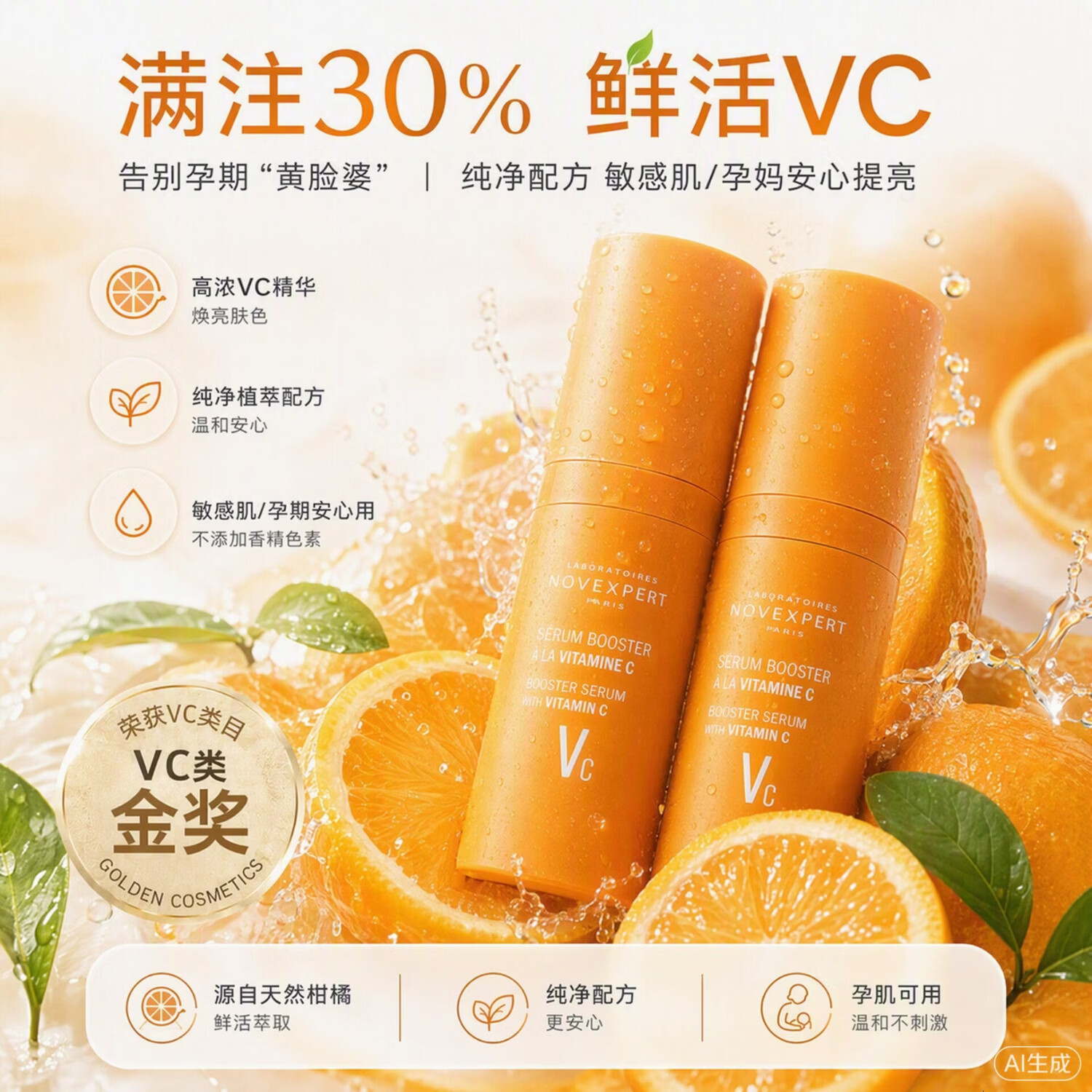 诺士博(NOVEXPERT)法国进口30%VC精华液秋冬养白去黄提亮维c原液孕妇护肤品礼物10ml 【秋冬进阶焕亮】30%VC精华30ml×2 京东折扣/优惠券