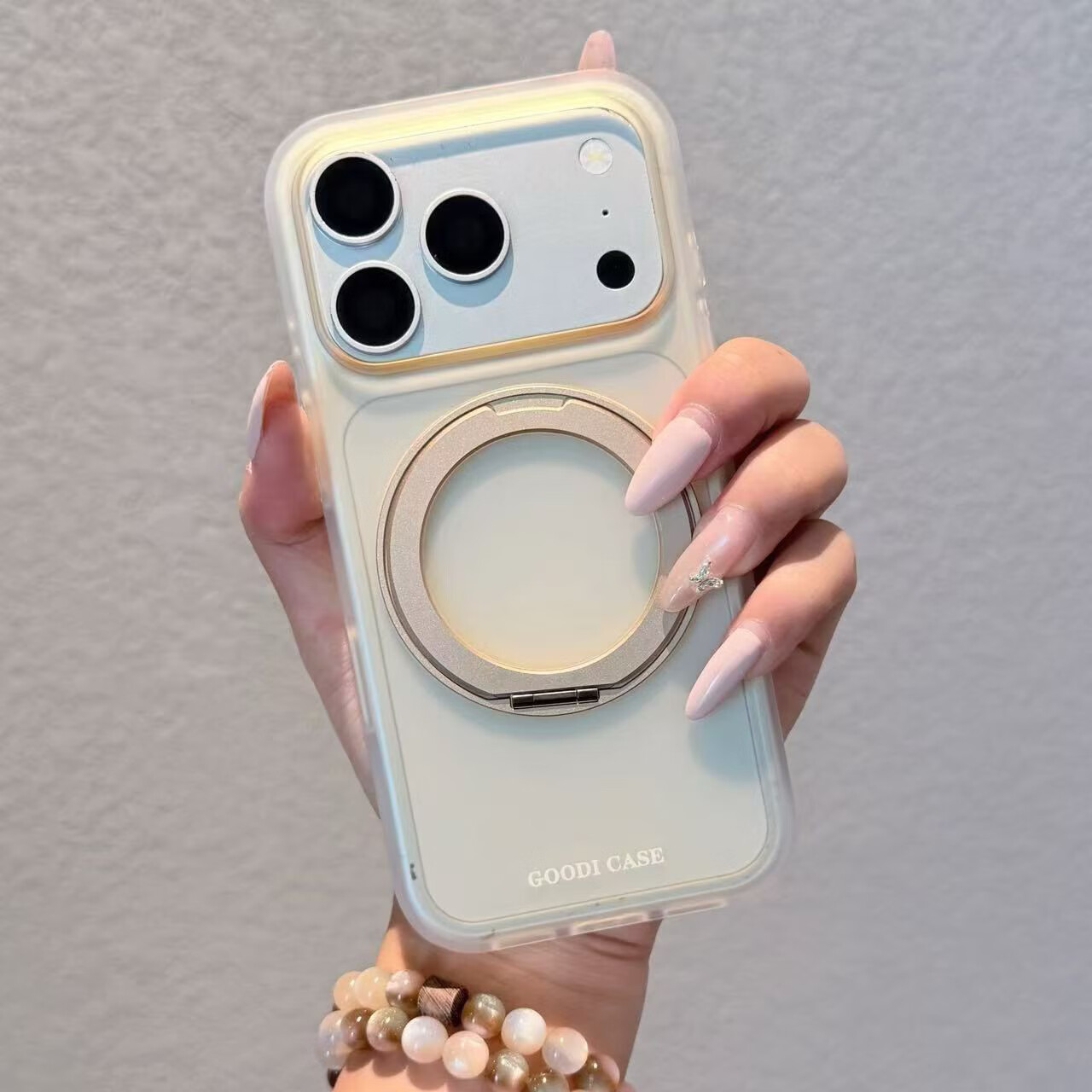 启砚数【旗舰正品】手机套高级感磨砂雾面360旋转支架适用iPhone 18promax手机壳17全包防摔16苹果全机型 磨砂肤色(白色)360旋转支架 iPhone 17PROMAX