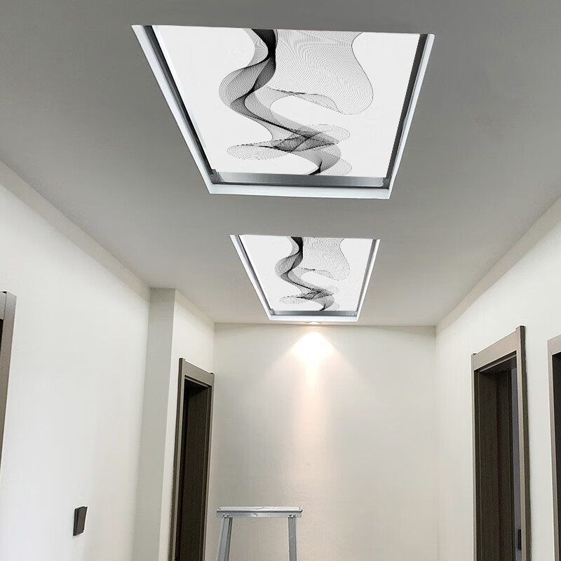 亚克力黑白灰轻奢3d艺术玻璃吊顶现代简约玄关吊顶透光玻璃天花