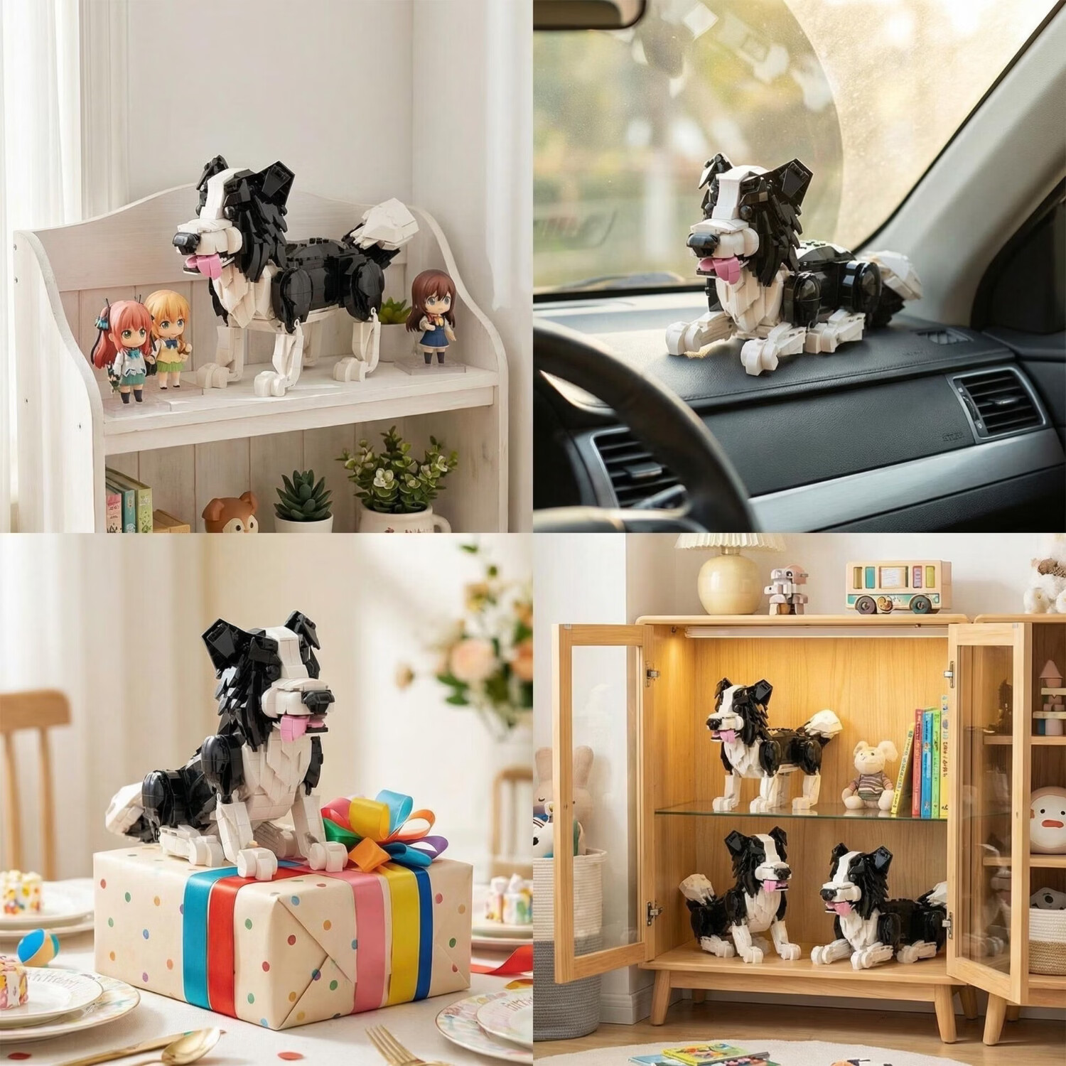 班鲁迪牧羊犬积木益智拼装玩具创意宠物模型儿童礼物亲子互动情侣 班鲁迪宠物积木【柴犬】