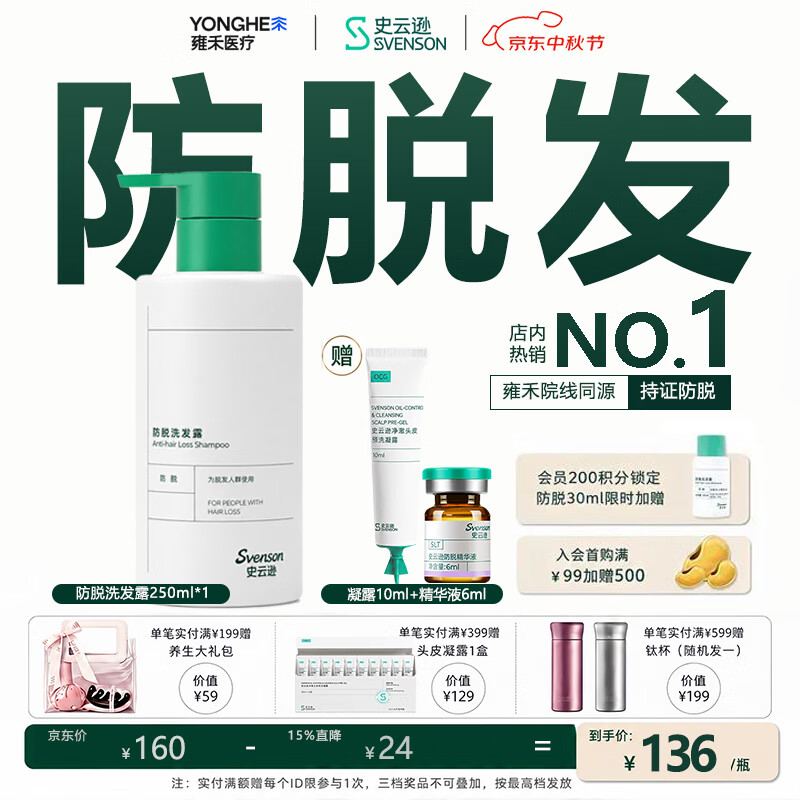 史云逊（Svenson）防脱洗发露 防断固发强韧发根洗发水男女 0硅油 250ml