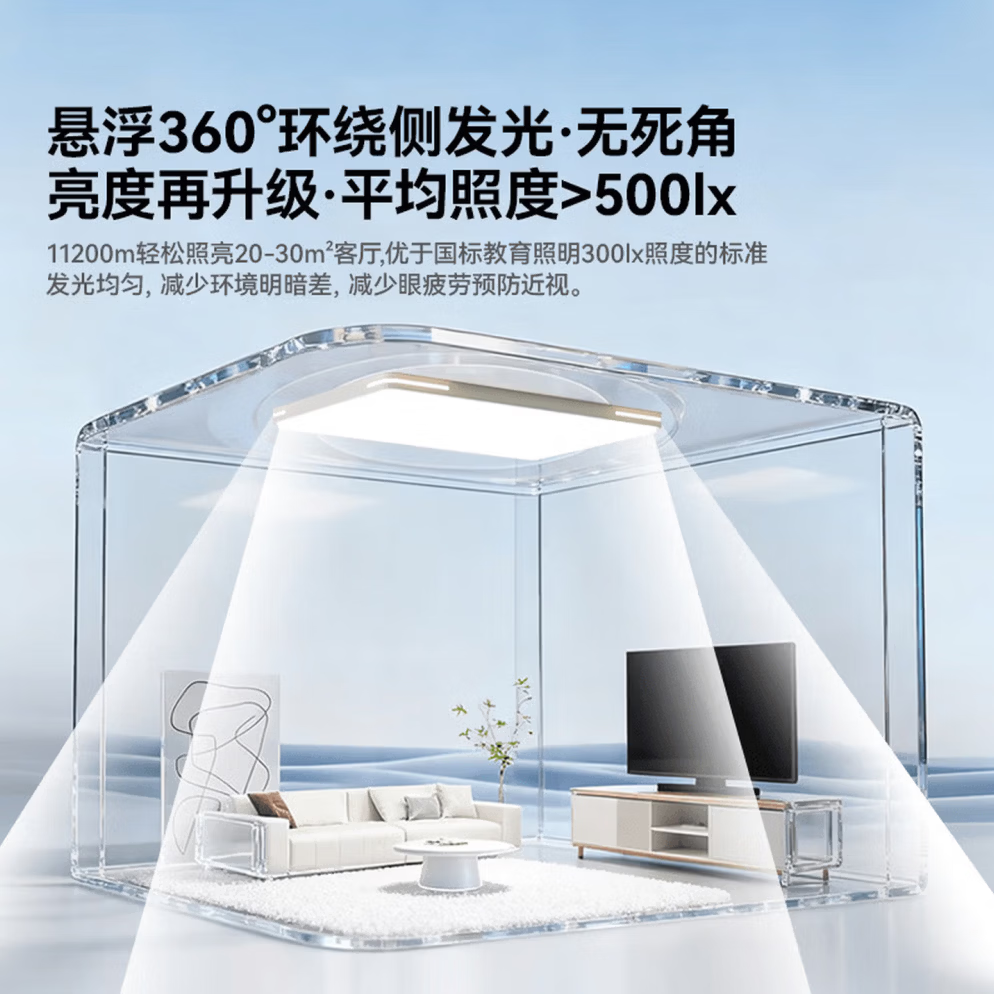 欧普照明（OPPLE）LED客厅吸顶灯护眼灯现代简约灯具卧室灯入户过道灯厨房灯阳台 [包安装][质保十年]方80*80cm高亮白光96瓦