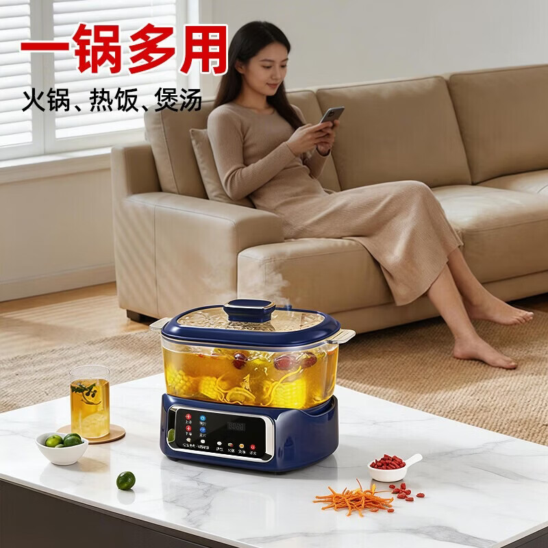 韩久【自动升降】低糖电饭煲智能预约升降电饭锅电饭锅 多功能糖尿病人专用锅 【升级款】 4L 白色-玻璃款-自动升降-适合4-6人