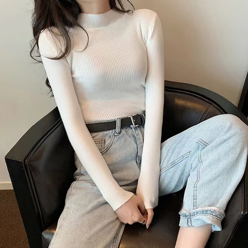 有只绵毛衣女2026秋冬新款长袖中领内搭打底衫半高领套头针织衫小立领 2件下单备注自选颜色 均码 【适合80-140斤】