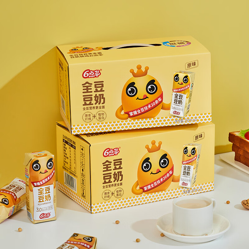 6点半六点半3.0全豆豆奶250ml*12盒原味豆奶植物蛋白奶早餐奶代餐奶 全豆豆奶3.0原味250ml*6盒