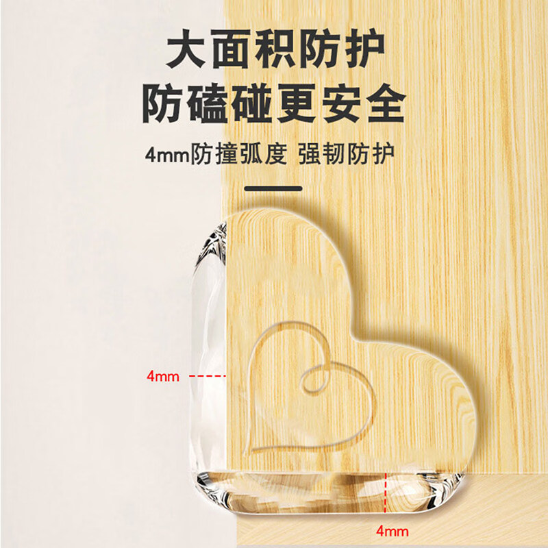 家具直角加固护角桌角防撞可爱软矽胶透明防磕碰安全家俱柜床角贴 【门把手防撞环】4个装
