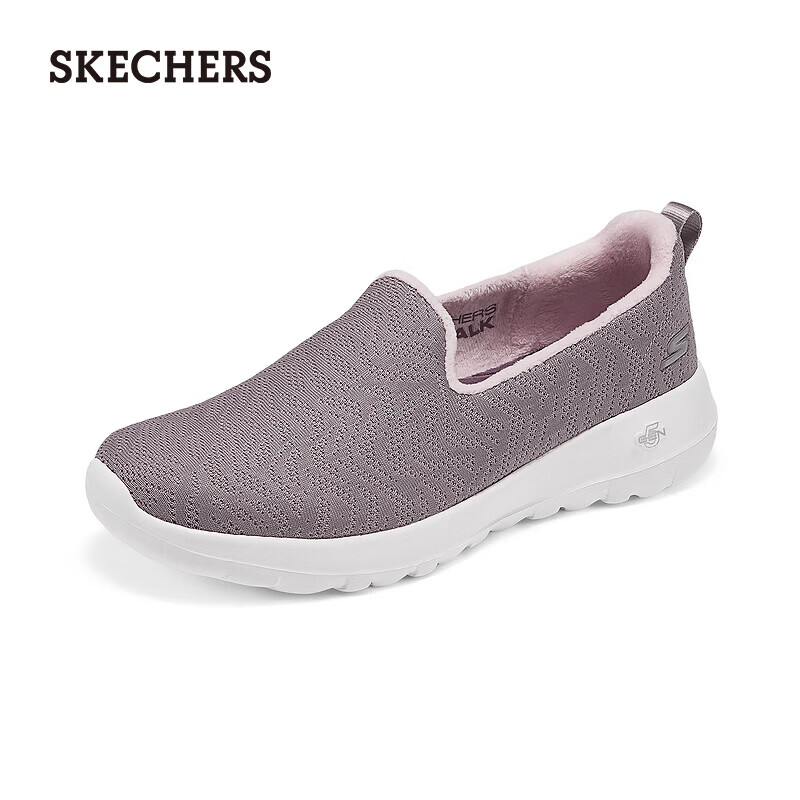 斯凯奇（Skechers）春季新款加绒妈妈鞋保暖舒适女子一脚蹬健步鞋休闲运动鞋 茱萸粉/MVE 40