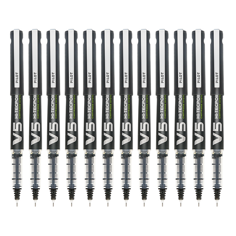 日本百乐(pilot)bxc-v5直液式走珠笔  v5升级版可换墨胆 黑色 12支装