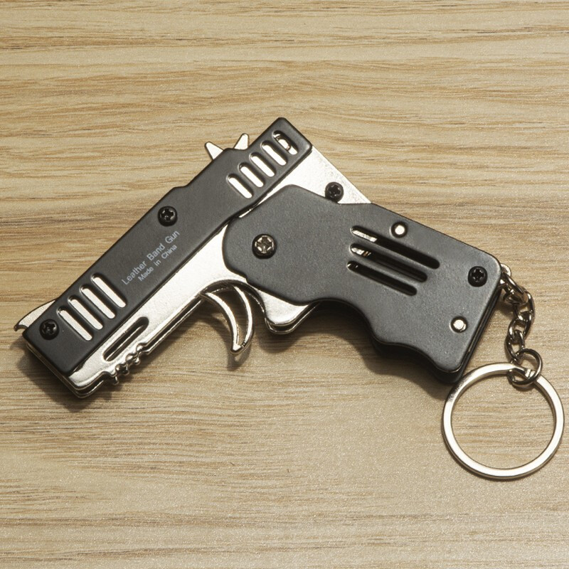 山头林村皮筋枪连射弹弓连发威力超大金属折叠橡皮筋枪玩具儿童软弹枪