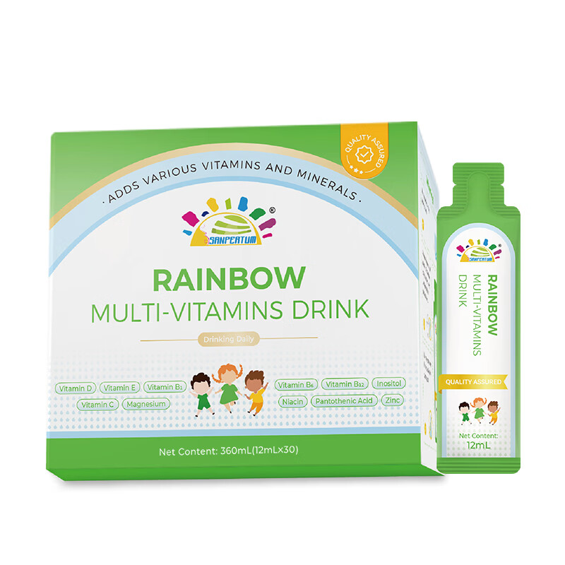 叁佰添儿童多维彩虹 维生素C+B族+锌+矿物质 新西兰进口12ml*30条 30袋*1盒