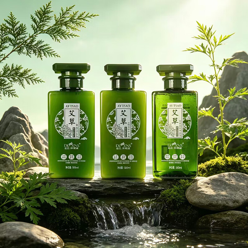 杜兰轩尼丝艾草沐浴露洗发水去屑止痒植物氨基酸去头屑蓬松控油洗护套装3 艾草鲜萃洗发水500ML