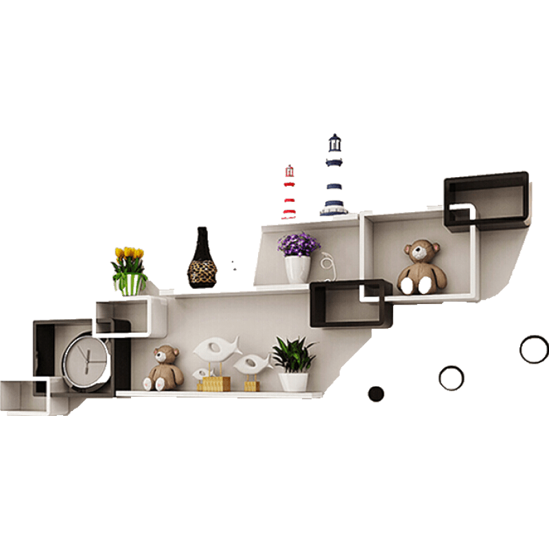 【钢琴烤漆 现货速发】墙上置物架客厅电视背景墙柜墙壁隔板房间影视墙面卧室壁挂装饰架 套餐Q