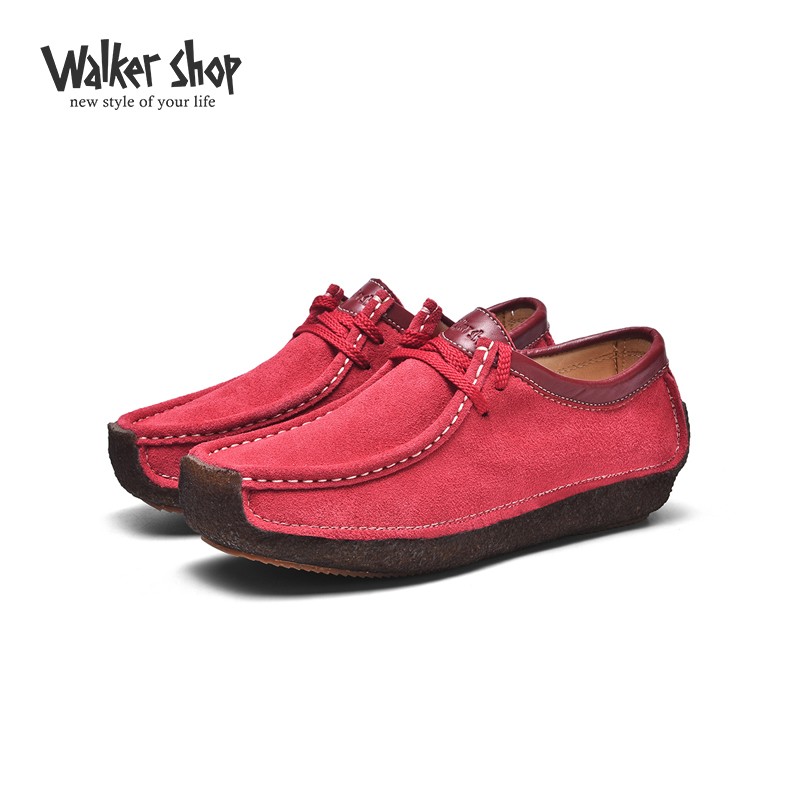 walker shop奥卡索女鞋秋季新款豆豆鞋女时尚妈妈鞋磨砂反绒软底乐福