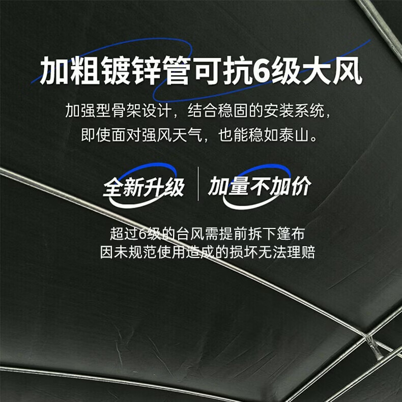 户外遮阳棚遮雨棚酒席帐篷摆摊雨棚加厚停车棚防晒防雨棚排档门面 绿色加厚油布+加粗骨架款(不包含三面围布) 3米X3米(4脚柱)约34公斤