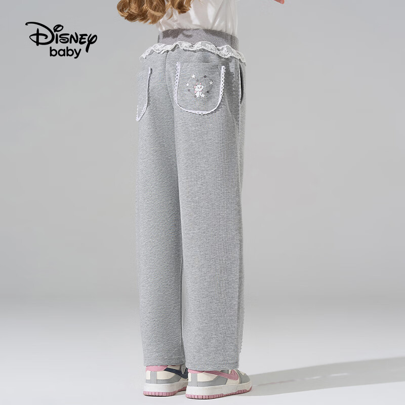 迪士尼(Disney)童装男女童休闲裤2026春秋裤子长裤儿童时尚裤子青少年运动裤子 中麻灰-春秋 针织 160 高155-160cm重85-100斤