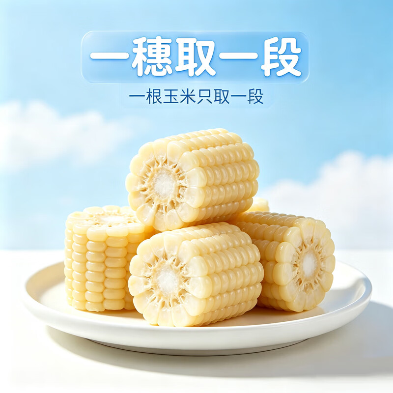 阳光粒亮甜糯白玉米软糯香甜皮薄无渣真空直抽非冻品 甜糯白玉米段800g