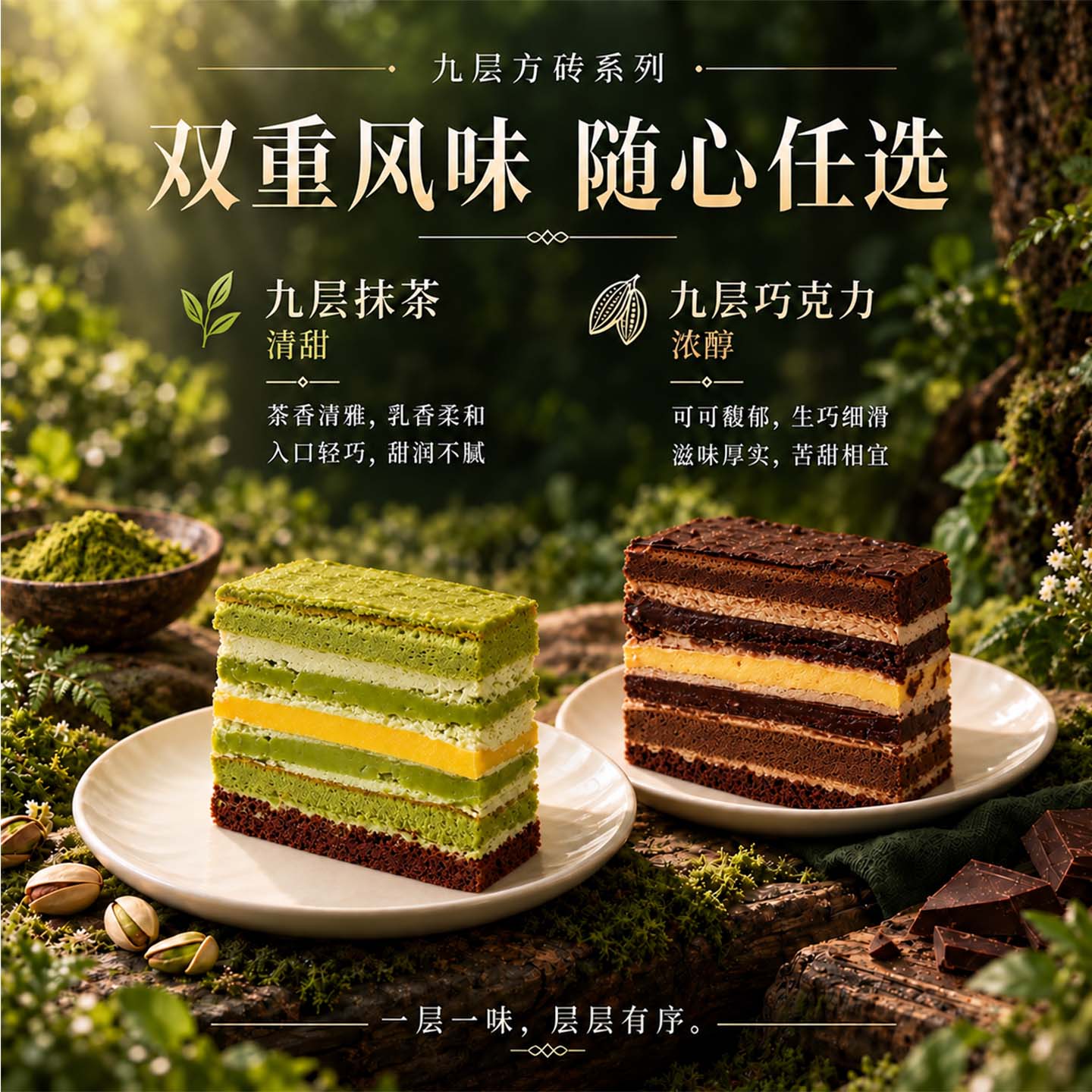 食味熊九重巧克力抹茶蛋糕180g切片铁罐千层铁罐罐罐甜品下午茶烘焙糕点 九重巧克力切片蛋糕180g*2