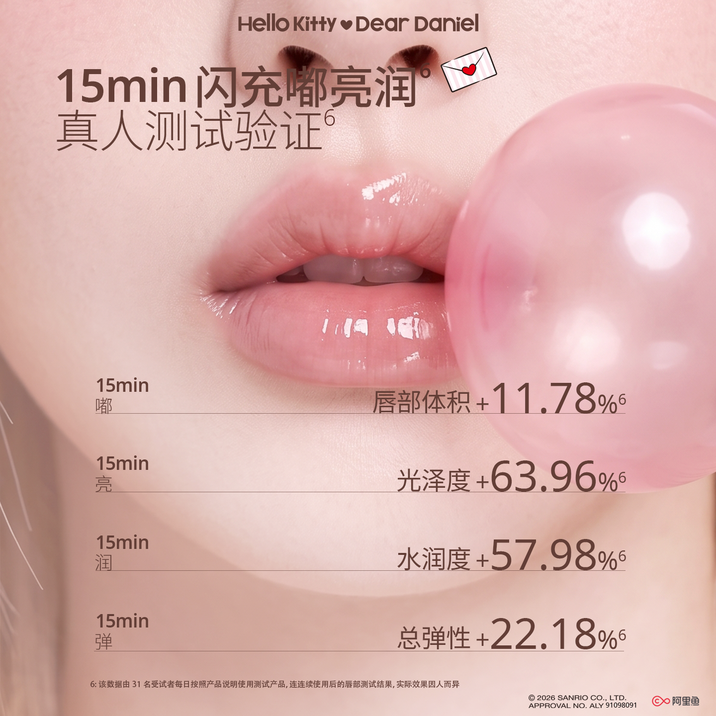 Hello Kitty水光透润精华唇油挂件保湿滋提亮润唇膏护唇釉唇蜜送女友生日礼物 【粉色蝴蝶】水光精华唇油6ml*1