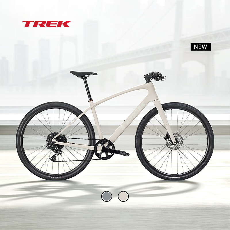 崔克（TREK）FX SPORT SL 5 碳纤维通勤健身多功能平把公路车门店提取 浅米黄色/米白色 M （建议身高165-175CM） 11速
