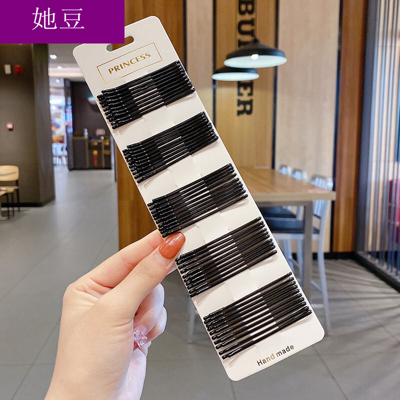 她豆 黑色小夹子发夹女夏一字夹刘海发卡bb夹头饰钢夹头发侧边成人