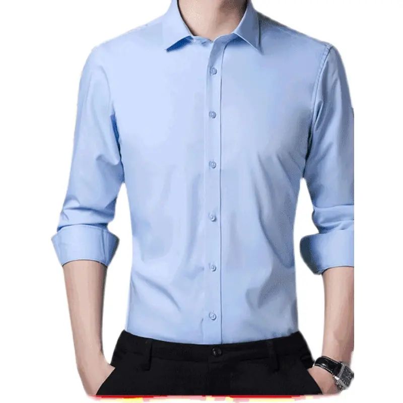 【意大利出口品质】男士高端商务西服衬衫透气亲肤 深蓝色 5XL (建议体重180-200斤)