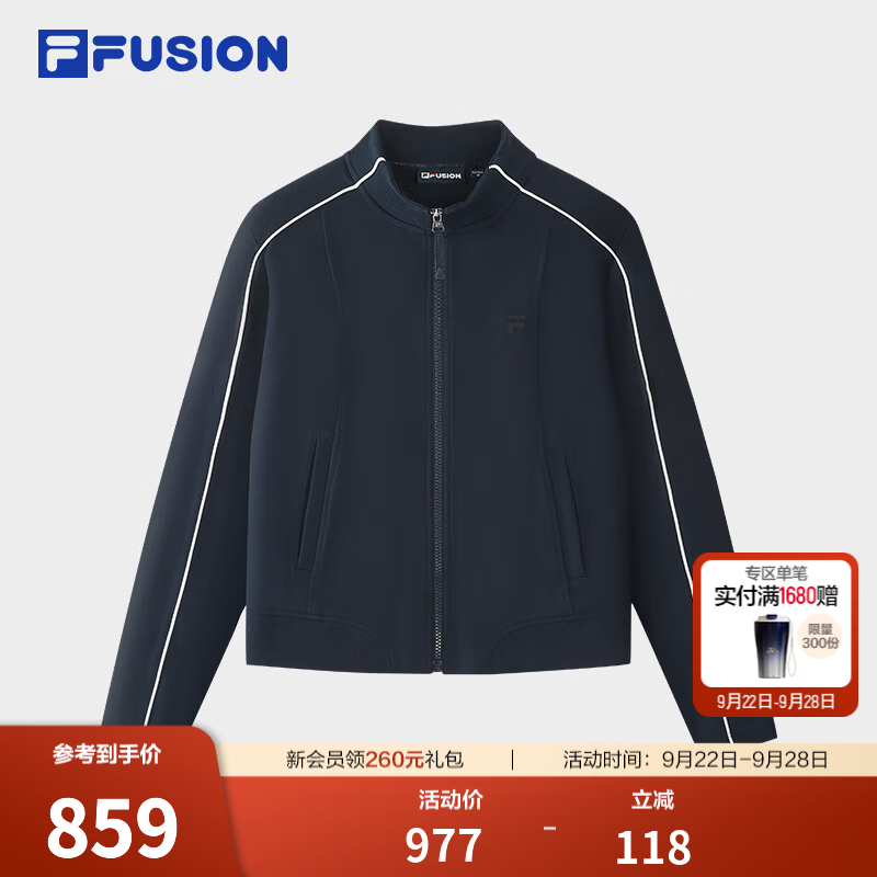 FILA FUSION斐乐潮牌针织长袖外套女2026冬新款时尚百搭修身上衣 天空船长蓝-BU L 170/88A/L