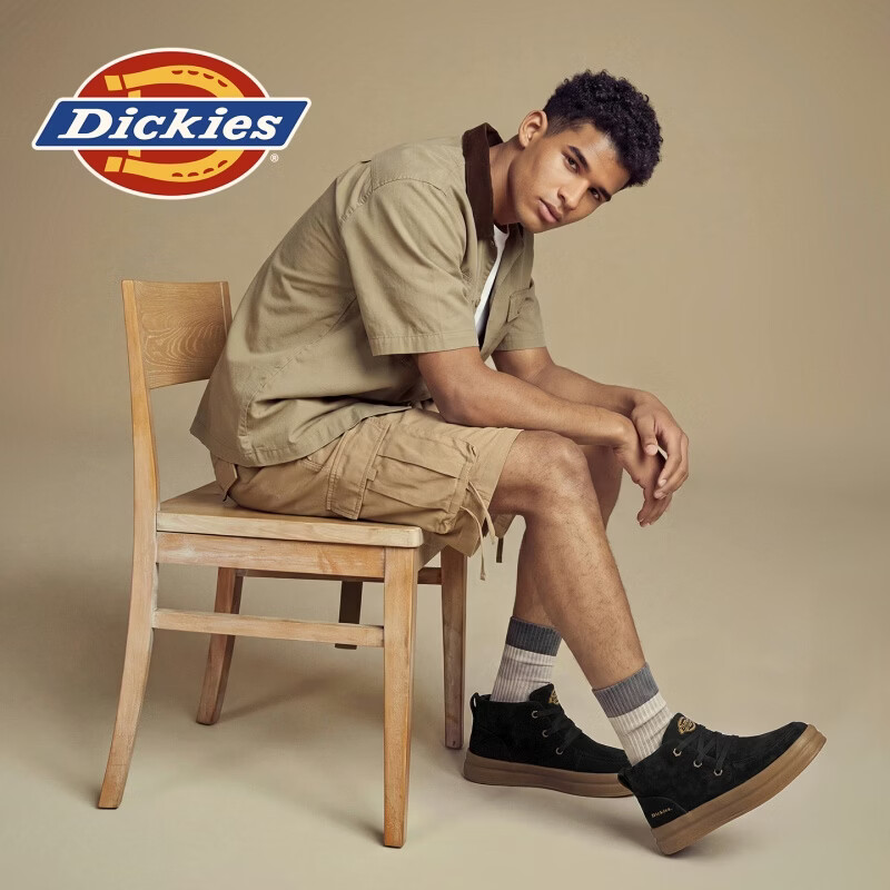 Dickies品牌男鞋2026秋冬季新款厚底增高耐磨休闲鞋通勤时尚潮流百搭板鞋 黑色 41 2.5