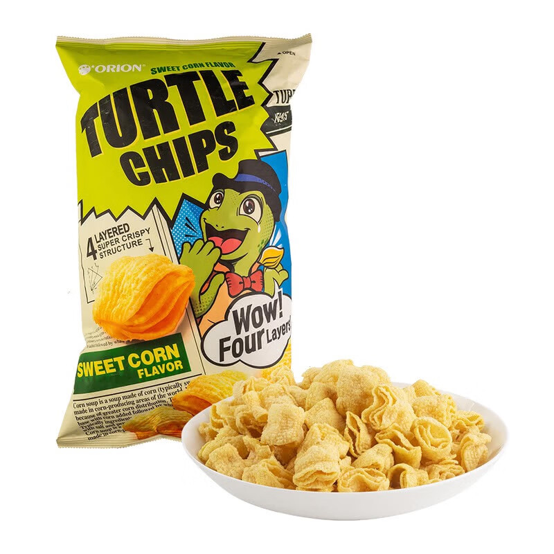 好丽友 (orion)韩国进口龟壳甜玉米味脆  膨化零食薯片脆片大包装