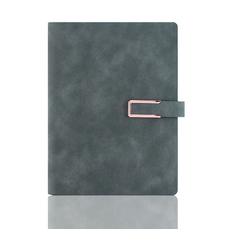 皮面本 商务记事本 6孔85张 磁扣办公文具笔记本日记本子 15225暗绿色