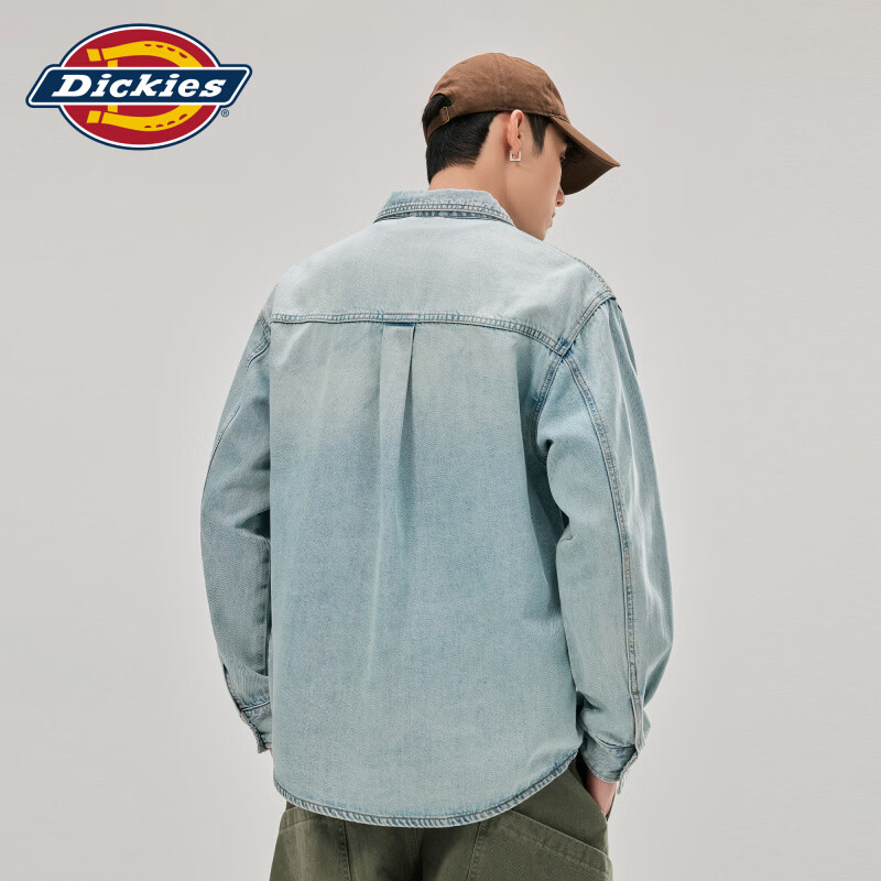 Dickies帝酷适长袖牛仔衬衫男士2026秋季新款休闲宽松外穿搭工作上衣服装 蓝色 常规 XL 【建议145-160斤】