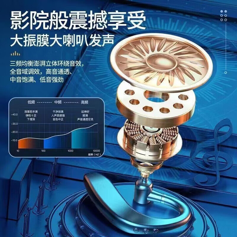 【工厂直发】【智能降噪】蓝牙耳机无线不入耳骨传导开放式挂耳式运动跑步高颜值左右耳旋转佩戴清 低配款-黑色长续航+HIFI音质