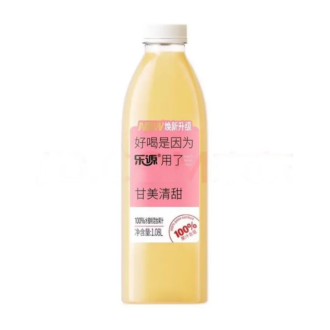 乐源26年6月产乐源壹品100%水蜜桃味果汁1L装整箱6瓶
