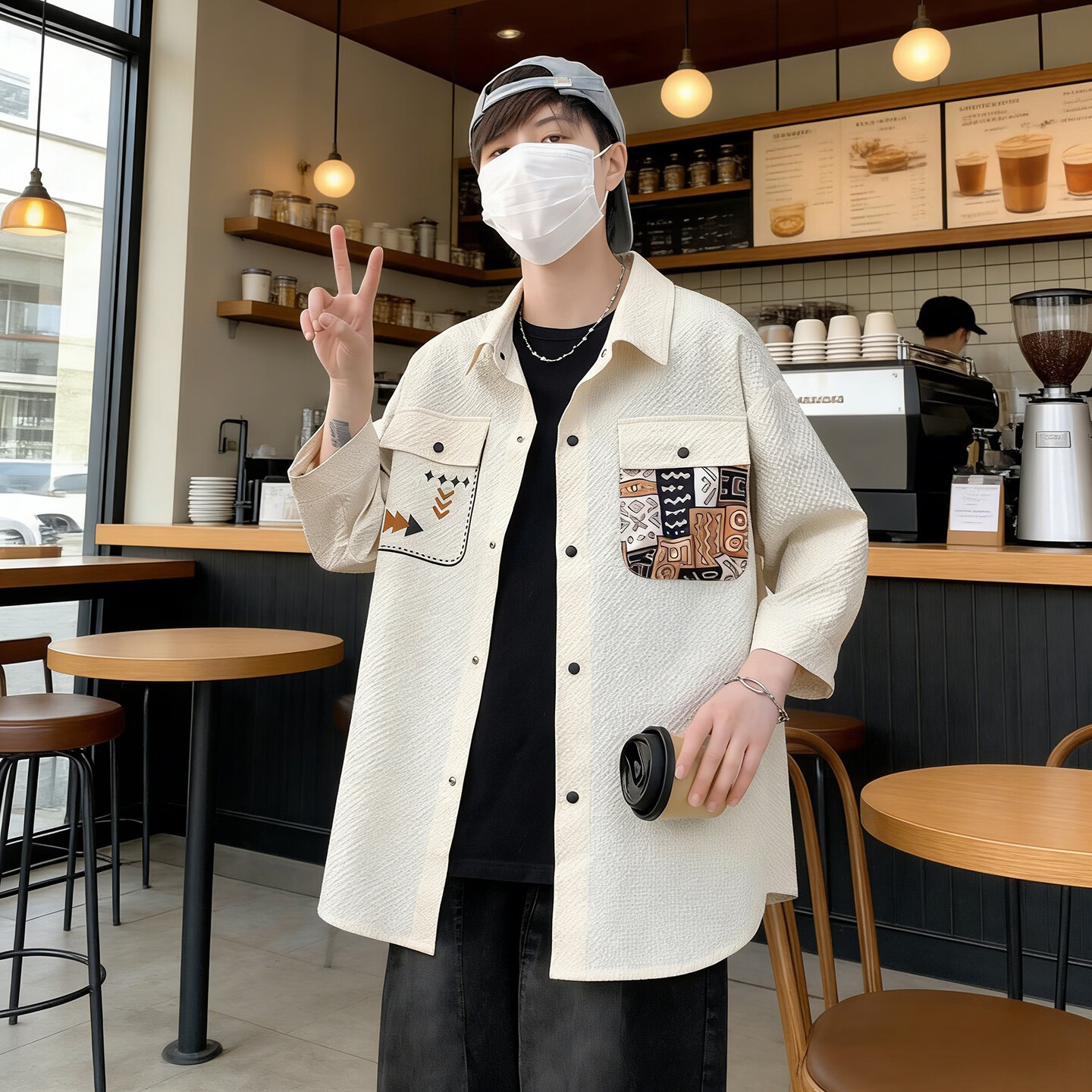 卡帝乐鳄鱼夏款短袖衬衫男2026百搭青少年宽松休闲防晒半袖上衣外套开衫男 咖啡色 轻薄 4XL (190)