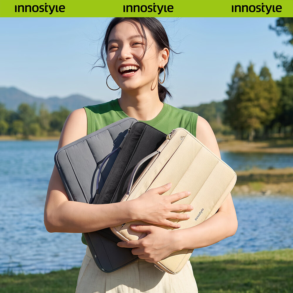 Innostyle14寸笔记本内胆包手提电脑包加厚防震通勤防水适用macbook华为 【薄荷绿】PU手提+独立电脑仓+防水防震+轻盈柔软 14英寸【适配13寸-14寸电脑】