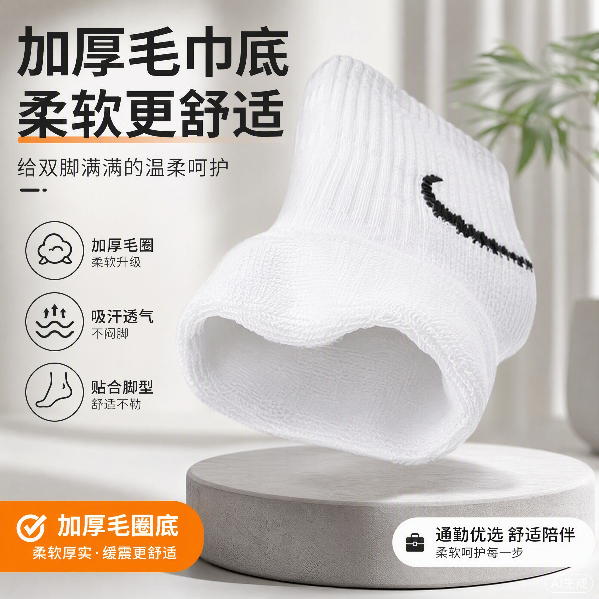 袜子男款中筒秋冬长筒加厚毛巾底防臭抗菌抗起球运动篮球棉袜 2黑+1白 长筒【毛巾底】 3双 L 【43-46】加厚毛圈抗起球