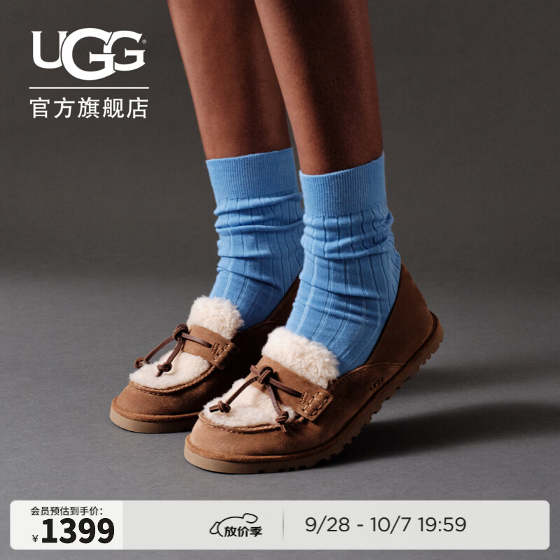 UGG秋季新款女士时尚舒适平底一脚蹬乐福鞋懒人毛毛鞋 1182151 CHE | 栗色 39.5