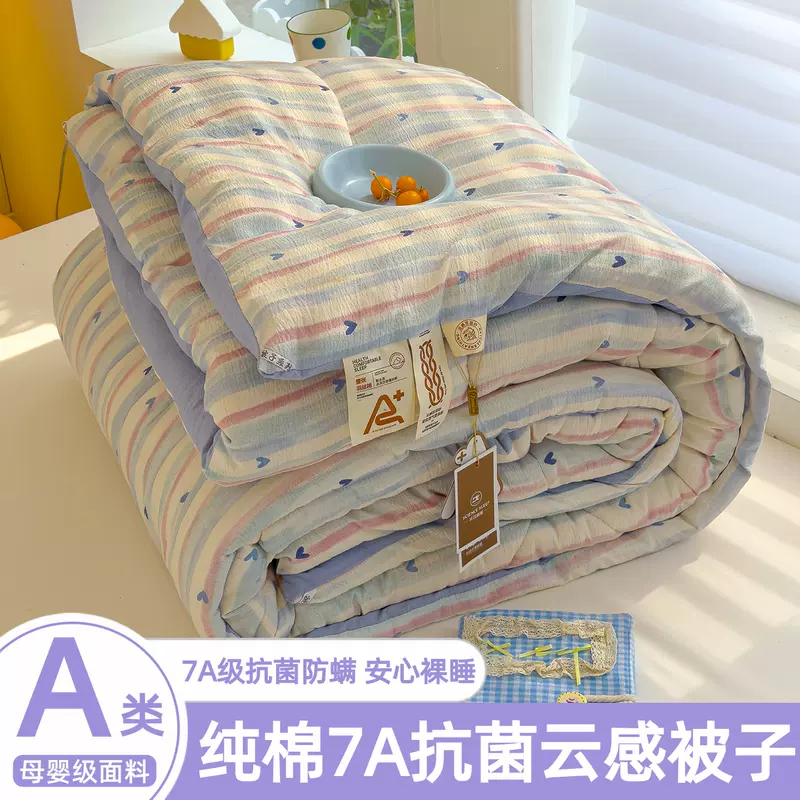 溥畔A类棉被子冬被夏凉被空调被单人学生宿舍棉被芯通用春秋被4 草莓格(7A级抗菌棉填充) 150x200cm(2斤夏凉被)A类母婴级面料