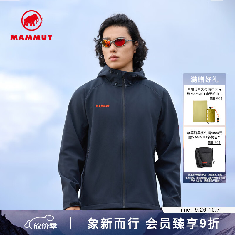 猛犸象（MAMMUT）【抓绒款】Clion 红标男女款户外防风保暖休闲夹克外套刺绣标软壳 黑色【红标】 L