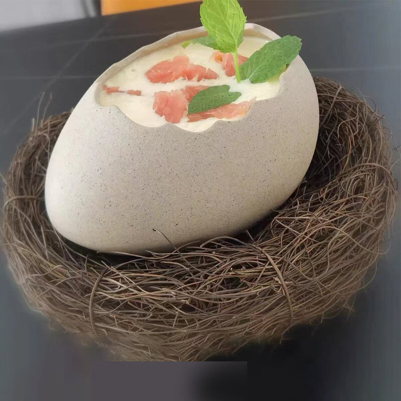 分子料理餐具网红饭厅创意甜品蛋羹碗酒店特色鸵鸟蛋鸟巢窝意境菜 小号横款约装l 8000cm