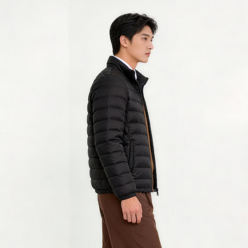 雪中飞26情侣款立领秋羽绒排骨羽绒服舒适保暖休闲时尚百搭轻薄羽绒 宝石黑|8086|男款90绒 XL 180/100A