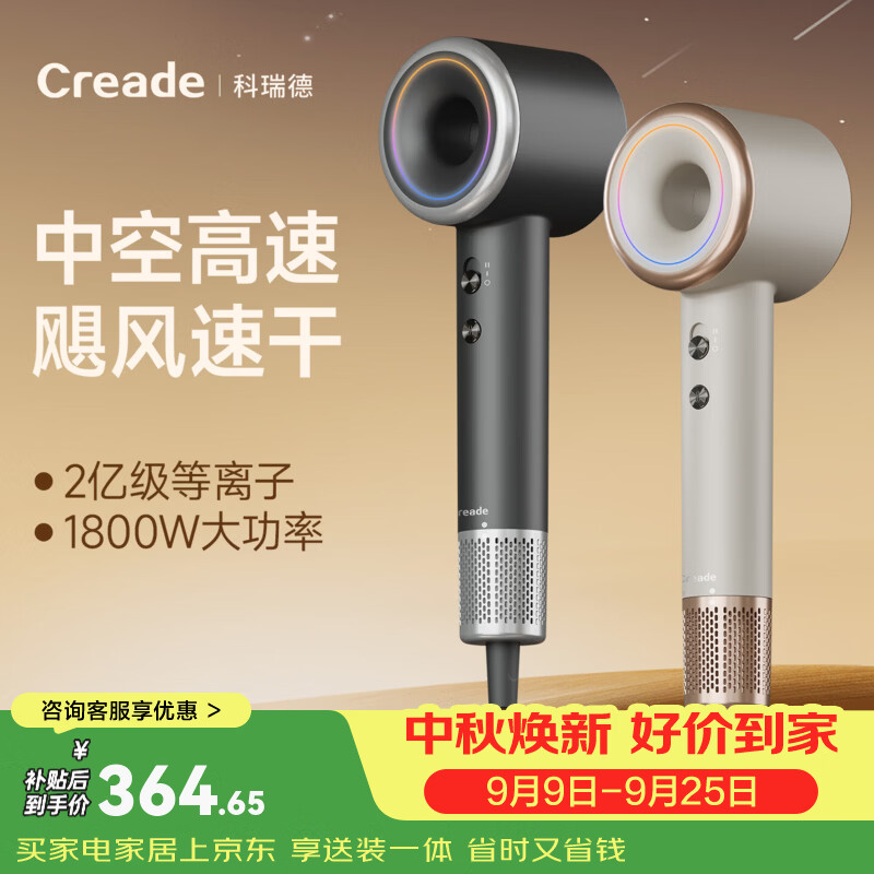 Creade科瑞德高速吹风机等离子护发速干不伤发电吹风机家用吹头发星级酒店大风力护发电吹风筒K-4060 高雅灰 K-4060(1800W)