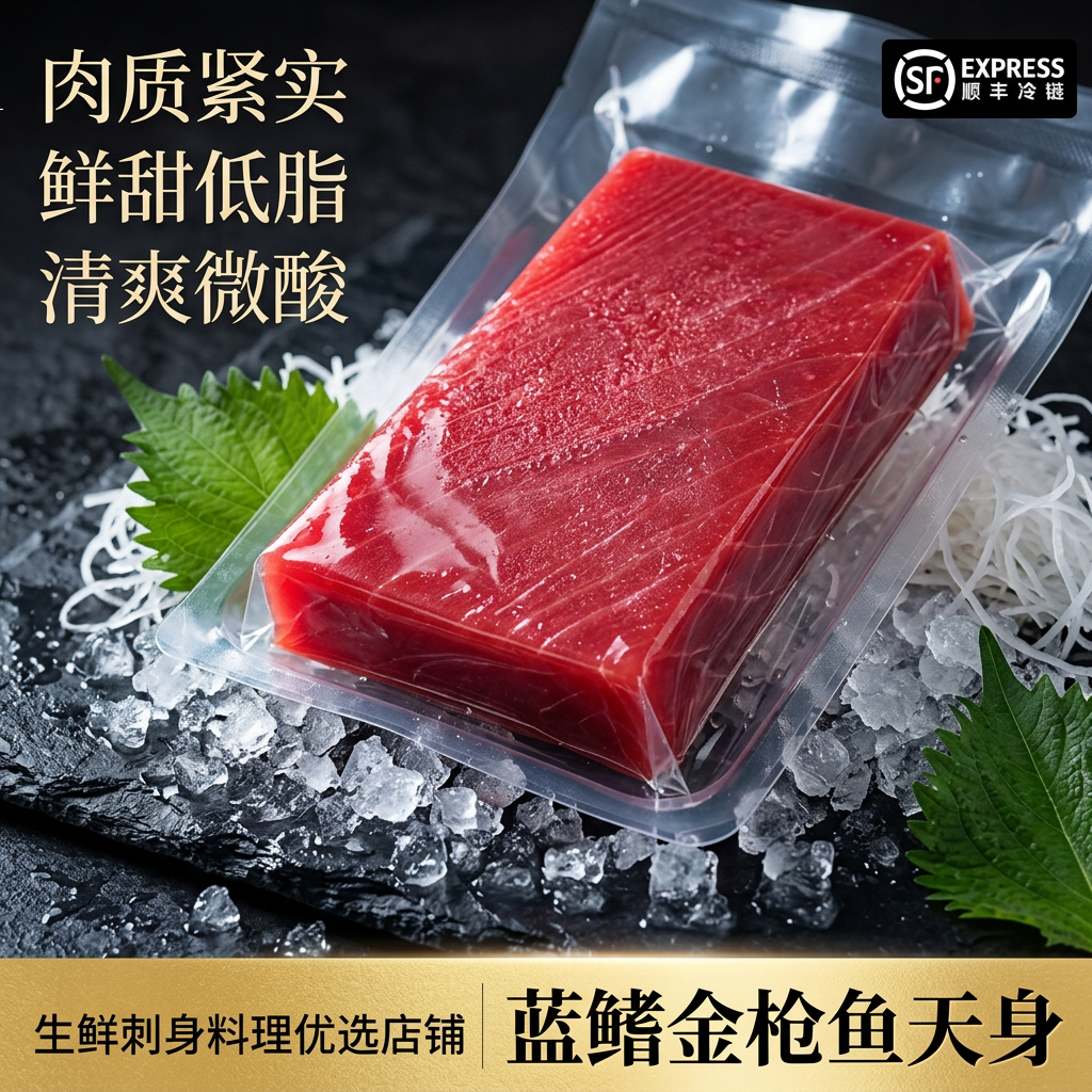 蓝其金枪鱼赤身肉块背部肉无脂肪健身营养高蛋白凉拌沙拉生腌香煎 【分享装】到手1200G左右纯肉块