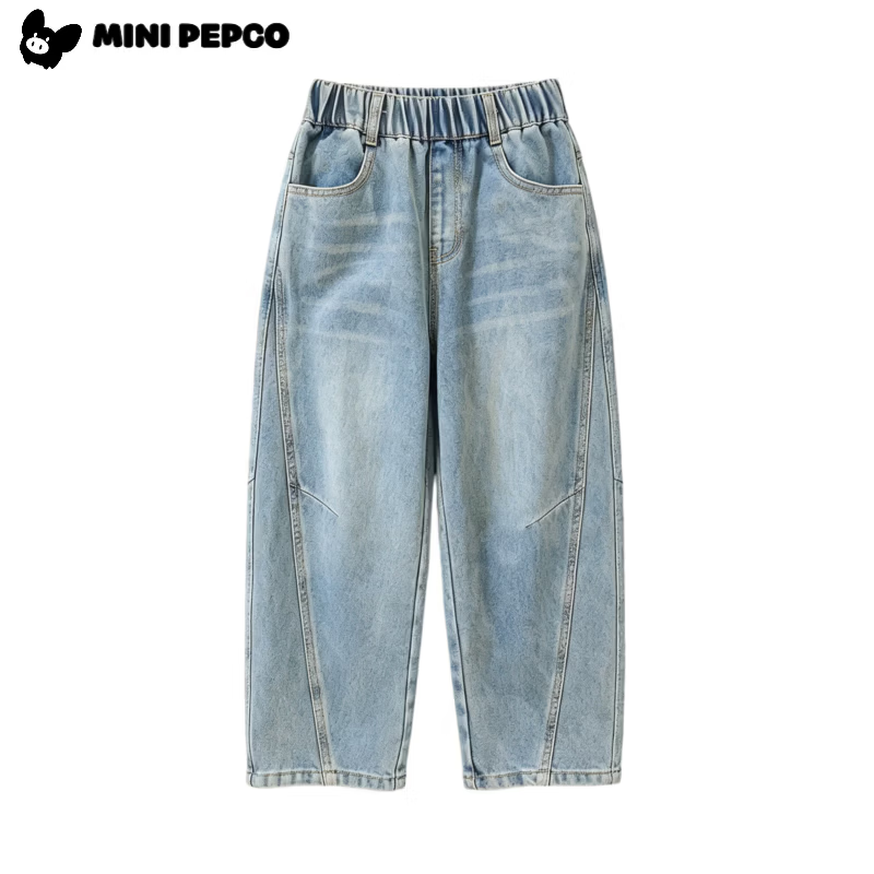 小猪班纳(PEPCO)男童牛仔裤潮流弯刀长裤 怀旧蓝 90 【建议80-90cm】