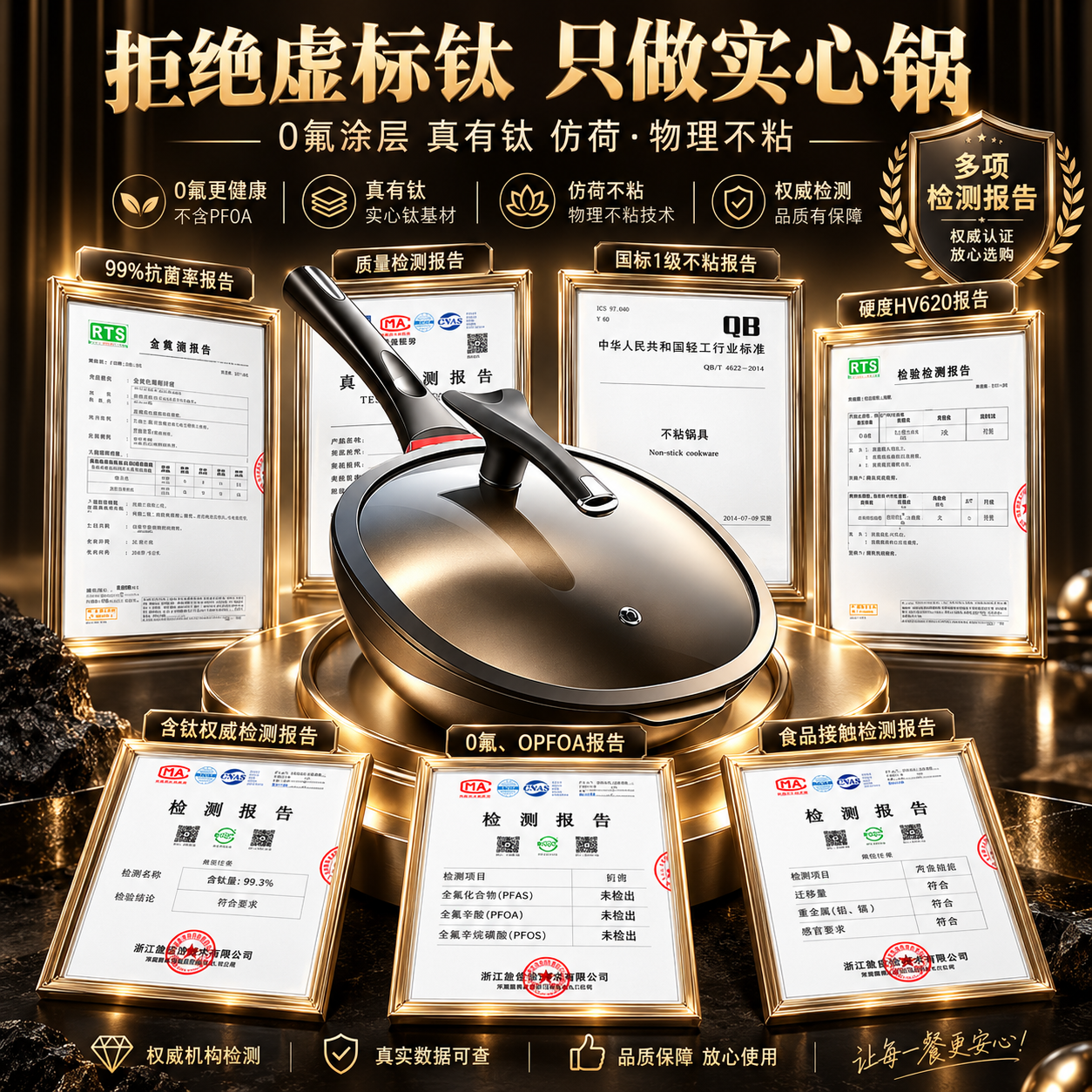 钛极岩铸炒锅不粘锅炒菜锅家用平底炒锅含钛煎锅燃气电磁炉通用 最新款【母婴级】钛轻锅+铲+蒸笼 32cm 32cm